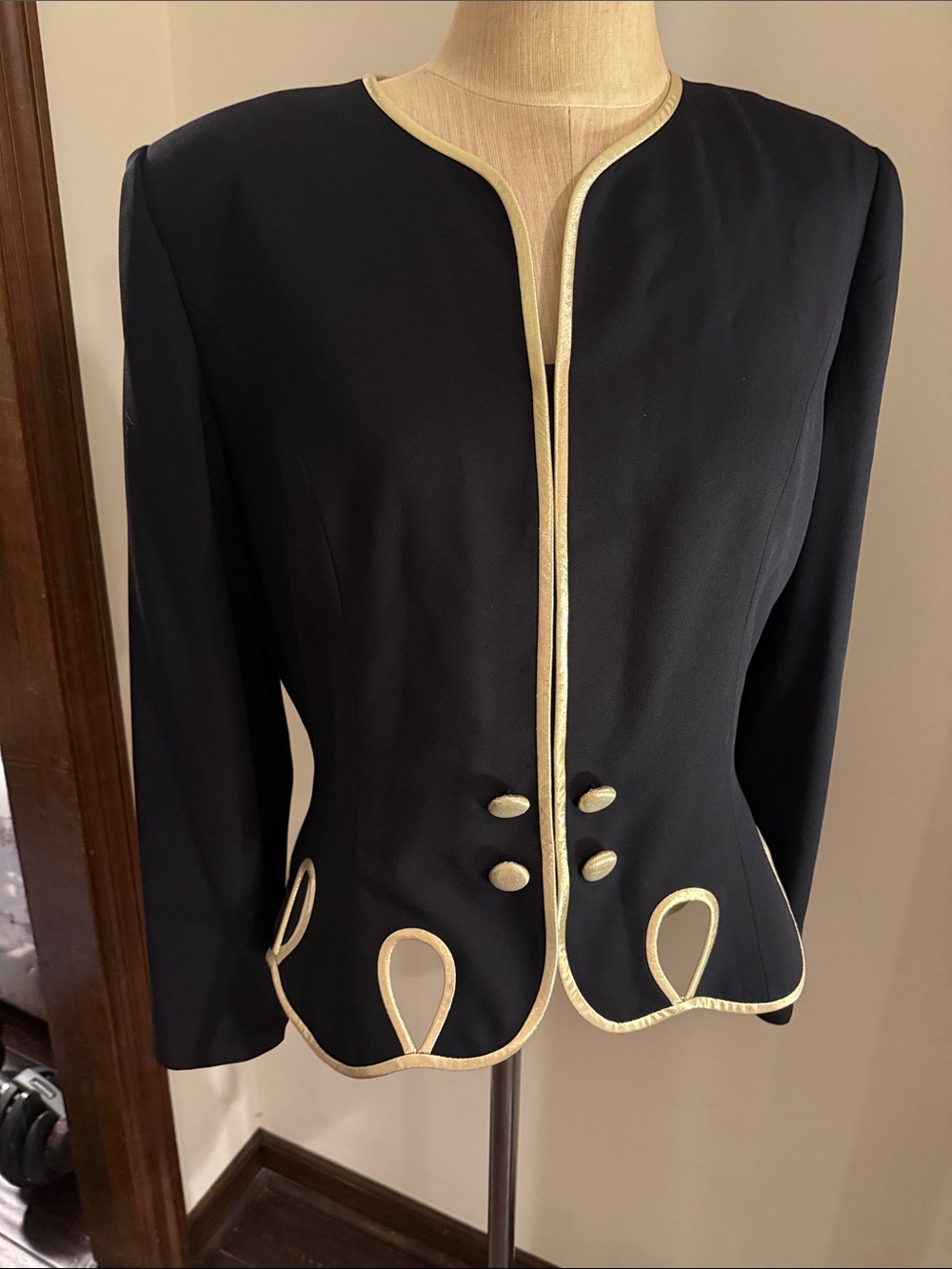 Rimini Black Blazer with Gold Trim Vintage